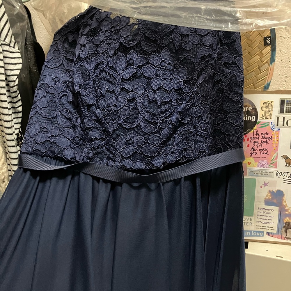 One shoulder Navy Lace Dress